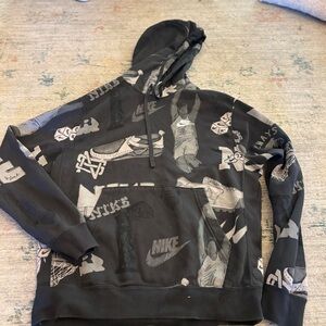 Nike Black and Gray Graphic Hoodie size M